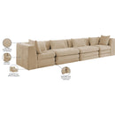  Meridian Stellar 152" Beige Chenille Fabric Upholstered 4 pc Modular Sofa IMAGE 9