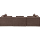  Meridian Stellar 114" Brown Chenille Fabric Upholstered 3 pc Modular Sofa IMAGE 3