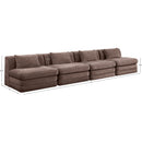  Meridian Stellar 152" Brown Chenille Fabric Upholstered 4 pc Modular Sofa IMAGE 8