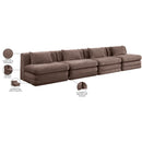  Meridian Stellar 152" Brown Chenille Fabric Upholstered 4 pc Modular Sofa IMAGE 9