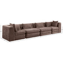  Meridian Stellar 152" Brown Chenille Fabric Upholstered 4 pc Modular Sofa IMAGE 8