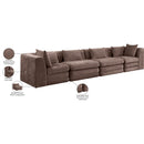  Meridian Stellar 152" Brown Chenille Fabric Upholstered 4 pc Modular Sofa IMAGE 9