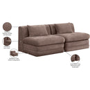  Meridian Stellar 76" Brown Chenille Fabric Upholstered 2 pc Modular Loveseat IMAGE 9