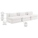  Meridian Stellar 114" Cream Chenille Fabric Upholstered 3 pc Modular Sofa IMAGE 9