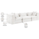  Meridian Stellar 114" Cream Chenille Fabric Upholstered 3 pc Modular Sofa IMAGE 9
