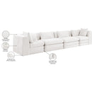  Meridian Stellar 152" Cream Chenille Fabric Upholstered 4 pc Modular Sofa IMAGE 9