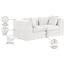  Meridian Stellar 76" Cream Chenille Fabric Upholstered 2 pc Modular Loveseat IMAGE 9
