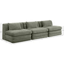  Meridian Stellar 114" Green Chenille Fabric Upholstered 3 pc Modular Sofa IMAGE 8