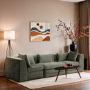  Meridian Stellar 114" Green Chenille Fabric Upholstered 3 pc Modular Sofa IMAGE 2