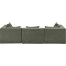  Meridian Stellar 114" Green Chenille Fabric Upholstered 3 pc Modular Sofa IMAGE 3