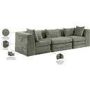  Meridian Stellar 114" Green Chenille Fabric Upholstered 3 pc Modular Sofa IMAGE 9