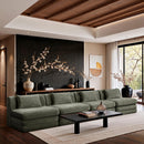  Meridian Stellar 152" Green Chenille Fabric Upholstered 4 pc Modular Sofa IMAGE 2