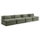  Meridian Stellar 152" Green Chenille Fabric Upholstered 4 pc Modular Sofa IMAGE 8
