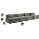  Meridian Stellar 152" Green Chenille Fabric Upholstered 4 pc Modular Sofa IMAGE 9