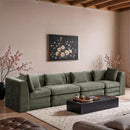  Meridian Stellar 152" Green Chenille Fabric Upholstered 4 pc Modular Sofa IMAGE 2