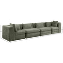  Meridian Stellar 152" Green Chenille Fabric Upholstered 4 pc Modular Sofa IMAGE 8