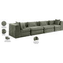  Meridian Stellar 152" Green Chenille Fabric Upholstered 4 pc Modular Sofa IMAGE 9
