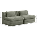  Meridian Stellar 76" Green Chenille Fabric Upholstered 2 pc Modular Loveseat IMAGE 8