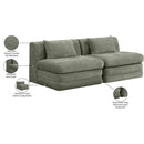  Meridian Stellar 76" Green Chenille Fabric Upholstered 2 pc Modular Loveseat IMAGE 9