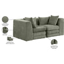 Meridian Stellar 76" Green Chenille Fabric Upholstered 2 pc Modular Loveseat IMAGE 9