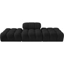  Meridian Ames 102" Black Boucle Fabric Upholstered 3 pc Modular Sofa IMAGE 3