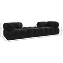  Meridian Ames 102" Black Boucle Fabric Upholstered 3 pc Modular Sofa IMAGE 9