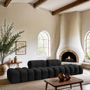  Meridian Ames 136" Black Boucle Fabric Upholstered 4 pc Modular Sofa IMAGE 2