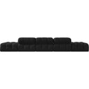  Meridian Ames 170" Black Boucle Fabric Upholstered 5 pc Modular Sofa IMAGE 4