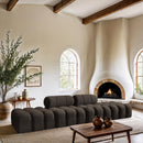  Meridian Ames 136" Brown Boucle Fabric Upholstered 4 pc Modular Sofa IMAGE 2