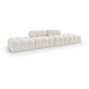  Meridian Ames 136" Cream Boucle Fabric Upholstered 4 pc Modular Sofa IMAGE 1