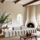  Meridian Ames 136" Cream Boucle Fabric Upholstered 4 pc Modular Sofa IMAGE 2