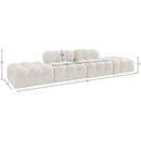  Meridian Ames 136" Cream Boucle Fabric Upholstered 4 pc Modular Sofa IMAGE 9