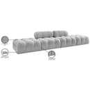  Meridian Ames 136" Grey Boucle Fabric Upholstered 4 pc Modular Sofa IMAGE 10