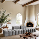  Meridian Ames 136" Grey Boucle Fabric Upholstered 4 pc Modular Sofa IMAGE 2