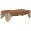 Meridian Cazari Brown Oak Wood And Iron Coffee Table IMAGE 10