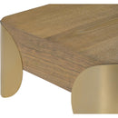  Meridian Cazari Brown Oak Wood And Iron Coffee Table IMAGE 7