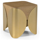  Meridian Cazari Brown Oak Wood And Iron End Table IMAGE 1