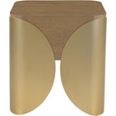  Meridian Cazari Brown Oak Wood And Iron End Table IMAGE 3