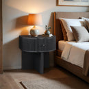  Meridian Cortland Black Acacia Veneer And Solid Wood Night Stand IMAGE 2