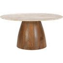  Meridian Liona Beige Marble And Mango Wood Coffee Table IMAGE 3