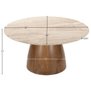  Meridian Liona Beige Marble And Mango Wood Coffee Table IMAGE 6