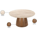  Meridian Liona Beige Marble And Mango Wood Coffee Table IMAGE 7