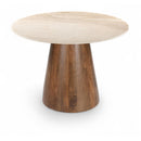  Meridian Liona 42" Beige Marble And Mango Wood Dining Table IMAGE 1