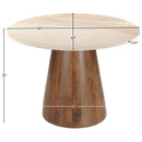  Meridian Liona 42" Beige Marble And Mango Wood Dining Table IMAGE 6