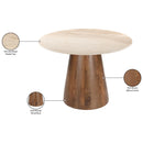  Meridian Liona 42" Beige Marble And Mango Wood Dining Table IMAGE 7