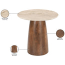  Meridian Liona Beige Marble And Mango Wood End Table IMAGE 7