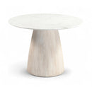  Meridian Liona 42" White Marble And Mango Wood Dining Table IMAGE 1