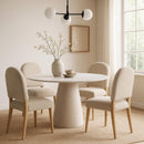  Meridian Liona 42" White Marble And Mango Wood Dining Table IMAGE 2