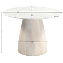  Meridian Liona 42" White Marble And Mango Wood Dining Table IMAGE 6