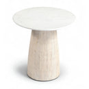  Meridian Liona White Marble And Mango Wood End Table IMAGE 1